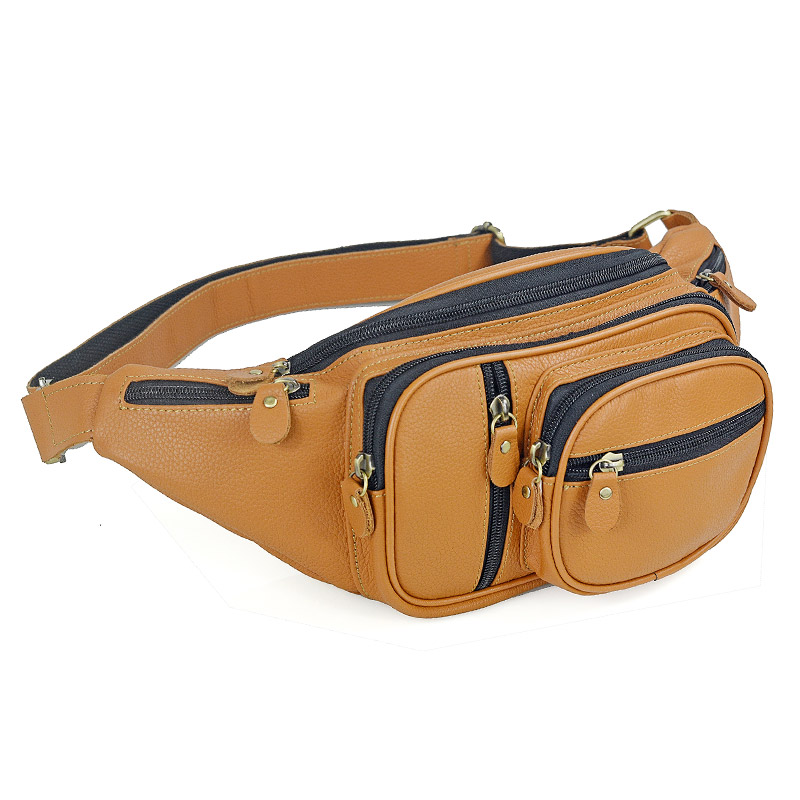Men Accessories For Travel - Men Genuine Leather Waist Packs Male