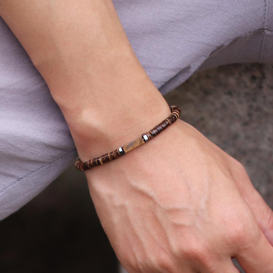 Men Accessories Amazon - Men Retro 5mm Natural Coconut Shell
