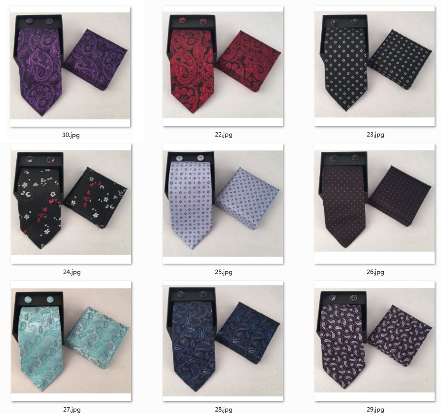 Cufflink Box Set - Casual Men's Neck Tie Handkerchief Hanky