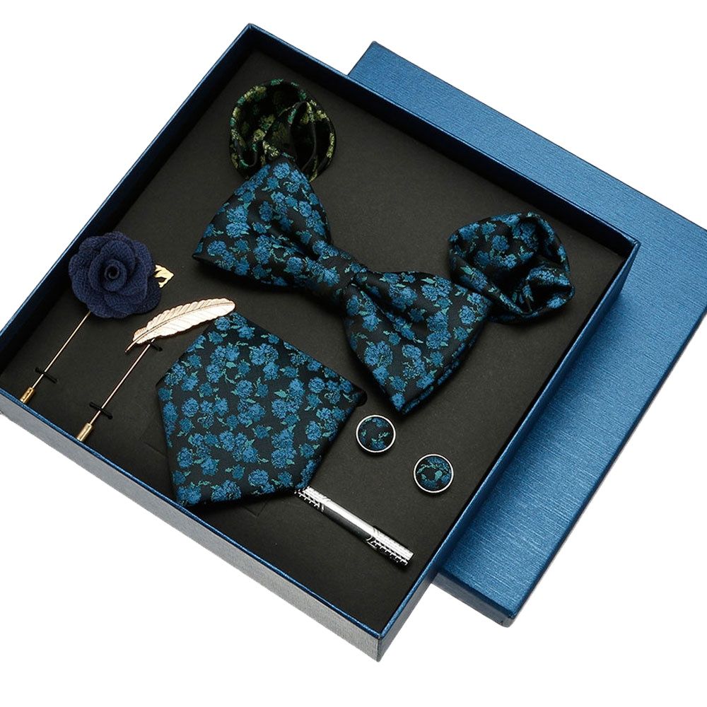 Cufflink Box Set - Luxury Silk Tie Hankies Set In