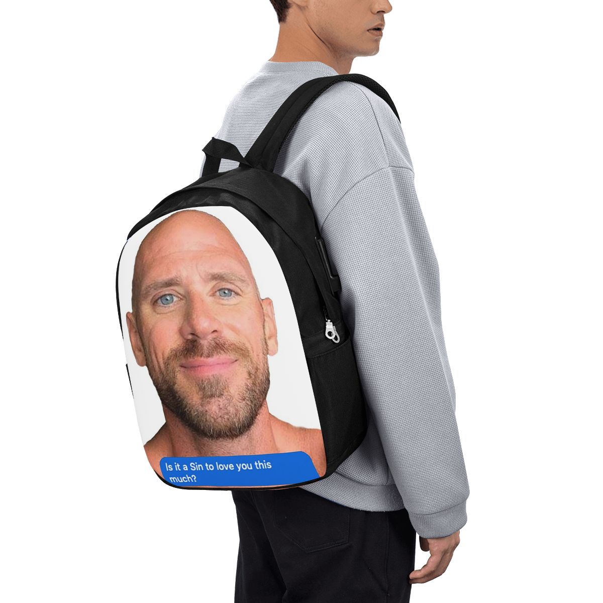Men Accessories For Travel - Johnny Sins Flirty Text Bubble Backpack