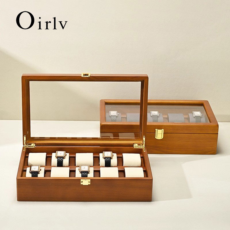 Men Accessories Organiser - Oirlv 10 Grids Watch Box Wooden