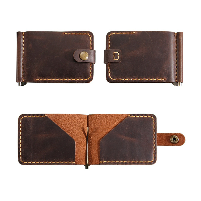 Crazy Horse Leather Money Clip - Money Clip Slim ulasan dan harga