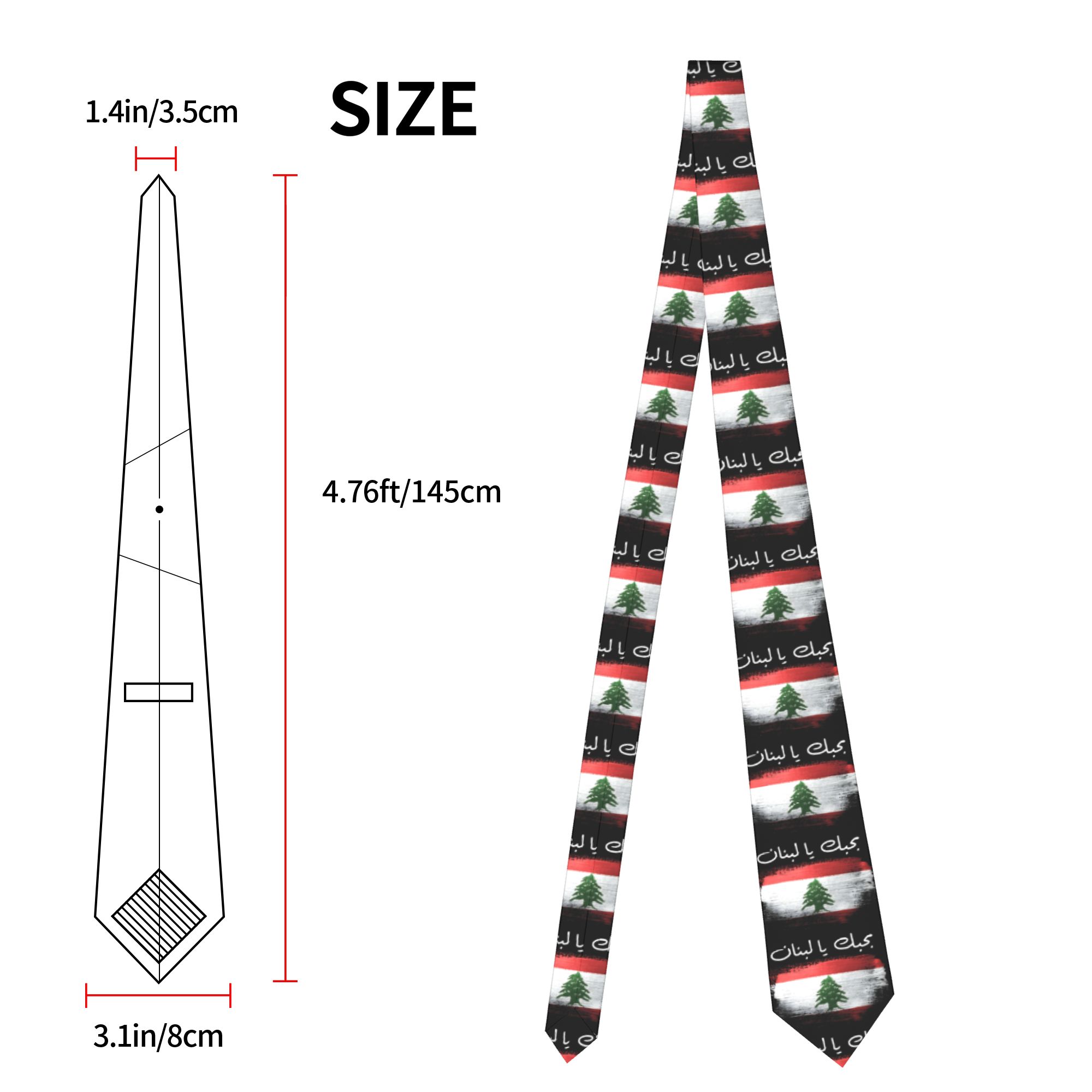 Flag of Lebanon Tie  Retro Cas - Men Accessories Lebanon ulasan dan harga