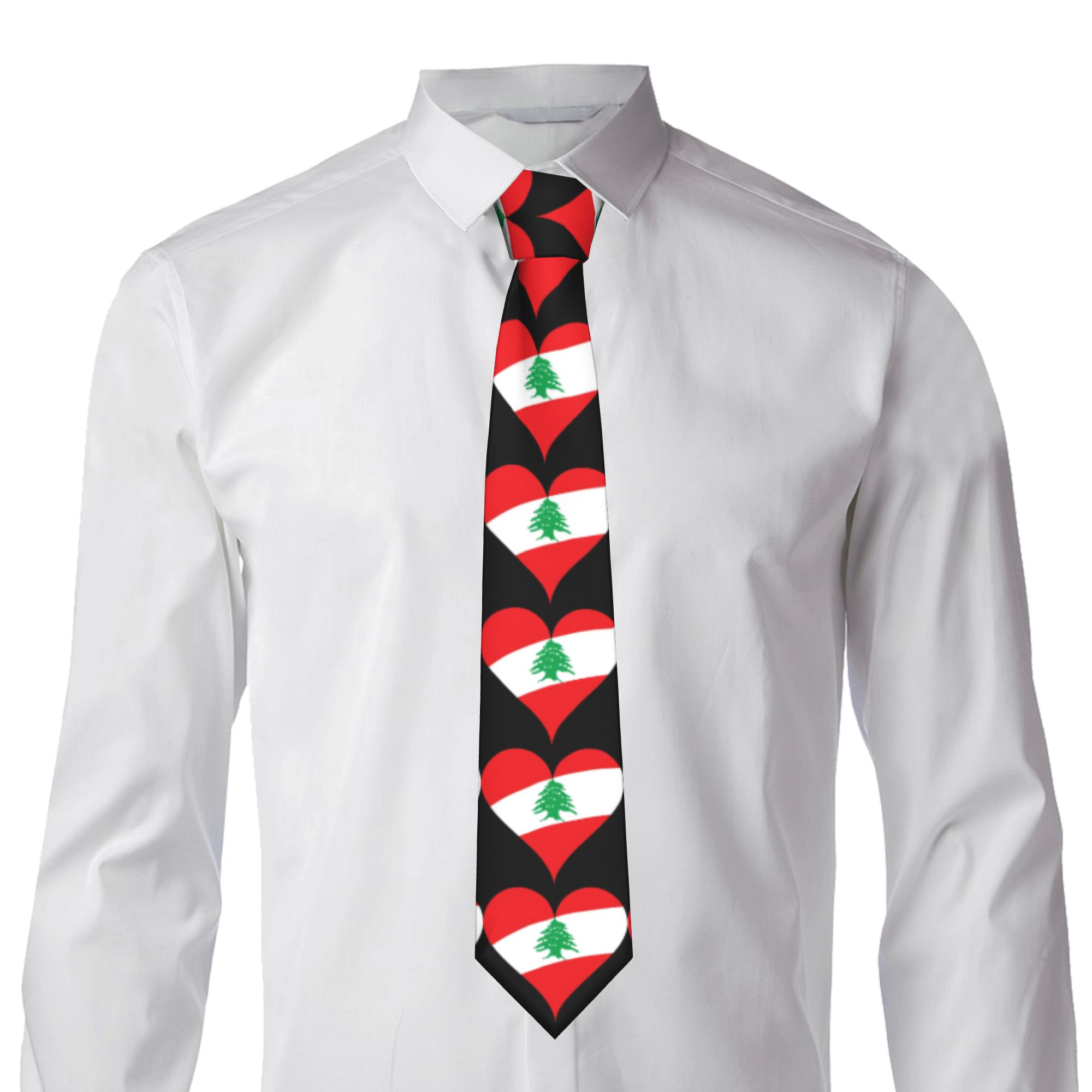 Lebanon Flag Heart  Tie  Weddi - Men Accessories Lebanon ulasan dan harga