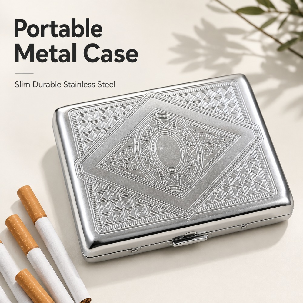 Stainless Steel Cigarette Box  - Men'S Accessories Holder ulasan dan harga
