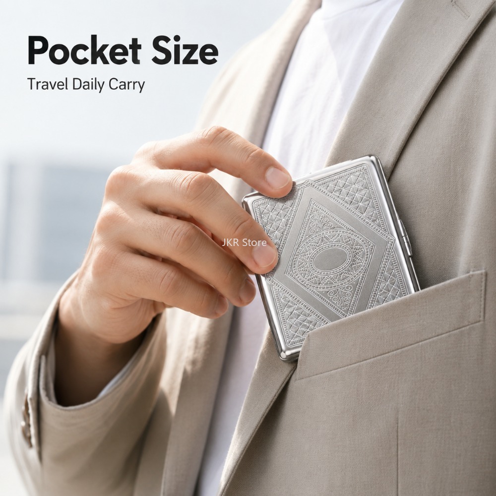 Stainless Steel Cigarette Box  - Men'S Accessories Holder ulasan dan harga