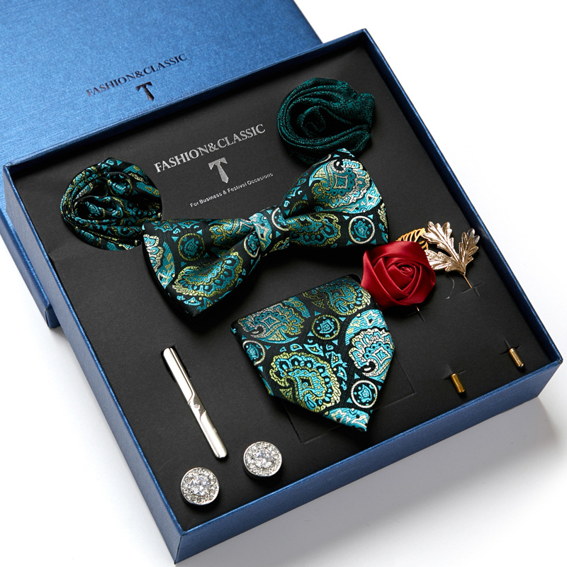 Green Mens Tie Gift Box Paisle - Cufflink Box Set ulasan dan harga