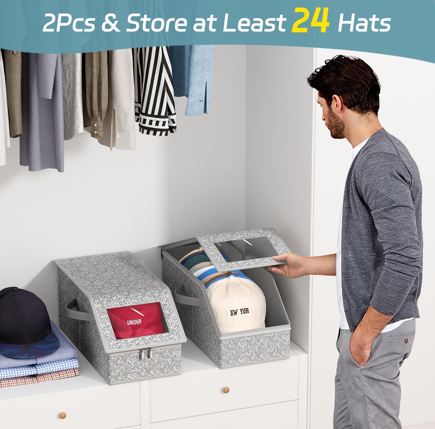 AOODA 2 PCS Stackable Hat Stor - Men'S Accessories Drawer Organizer ulasan dan harga