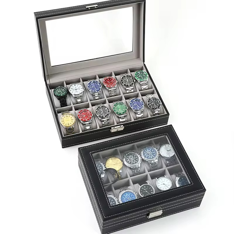 PU Leather Display Box with Gl - Men Accessories Organiser ulasan dan harga