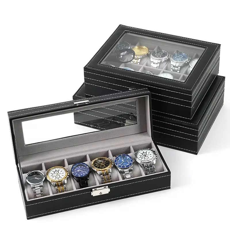 PU Leather Display Box with Gl - Men Accessories Organiser ulasan dan harga