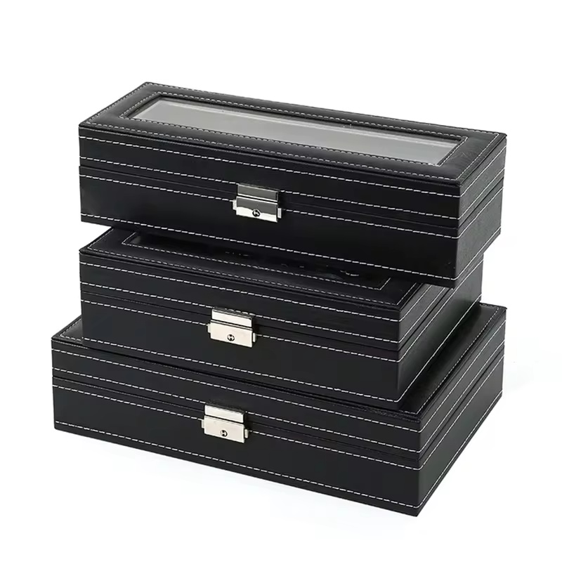 PU Leather Display Box with Gl - Men Accessories Organiser ulasan dan harga