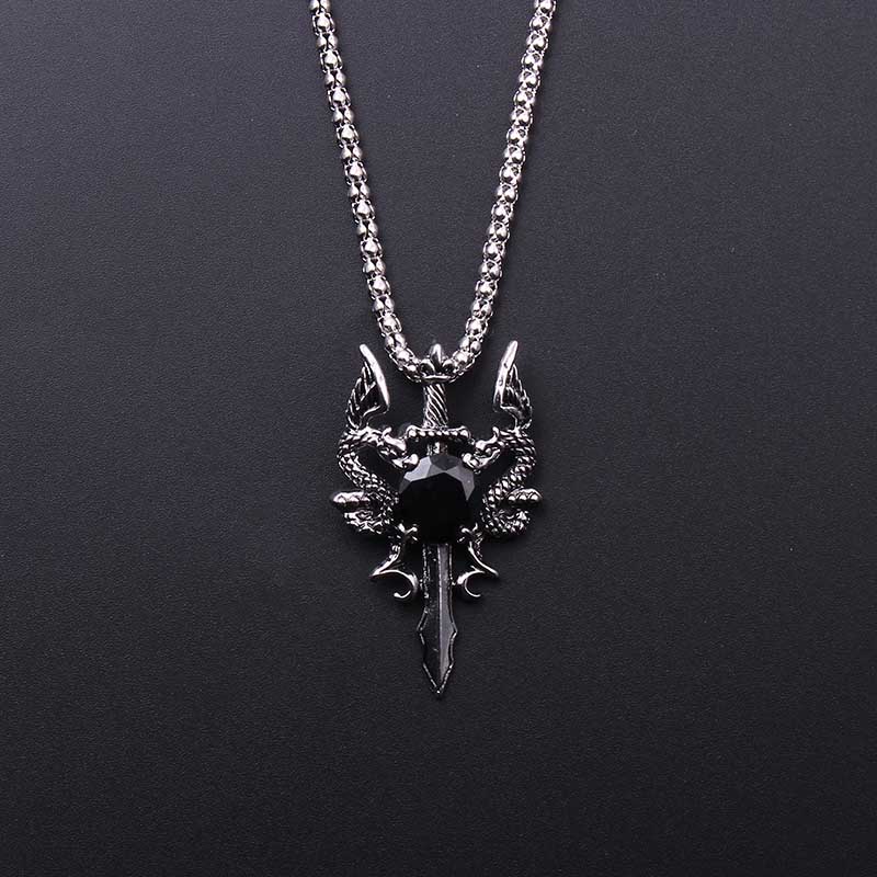 Double Dragon Black Gem Cross  - Men Accessories Jewelry ulasan dan harga