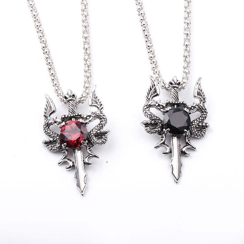 Double Dragon Black Gem Cross  - Men Accessories Jewelry ulasan dan harga