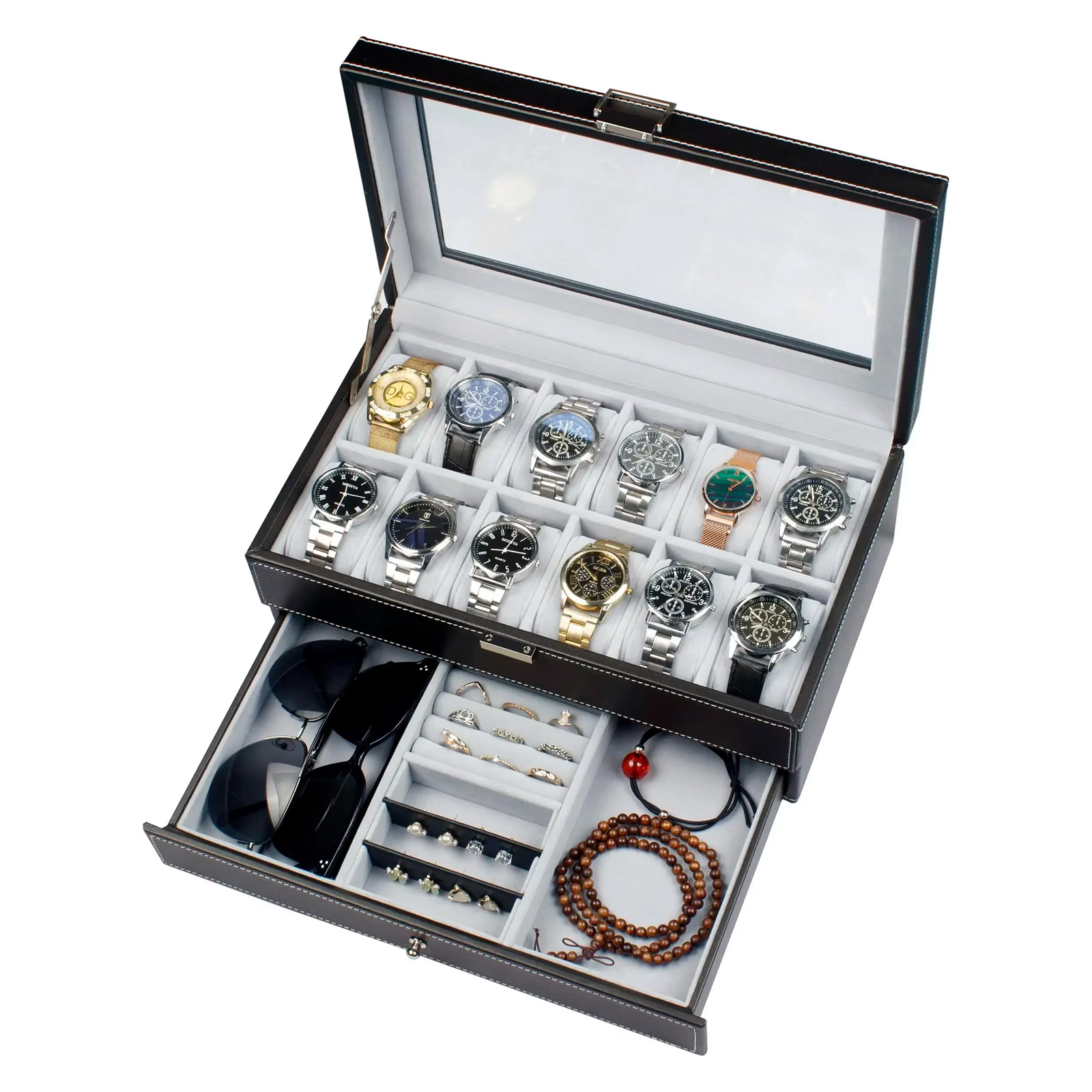 New 12 Slot Leather Lockable W - Men Accessories Organiser ulasan dan harga