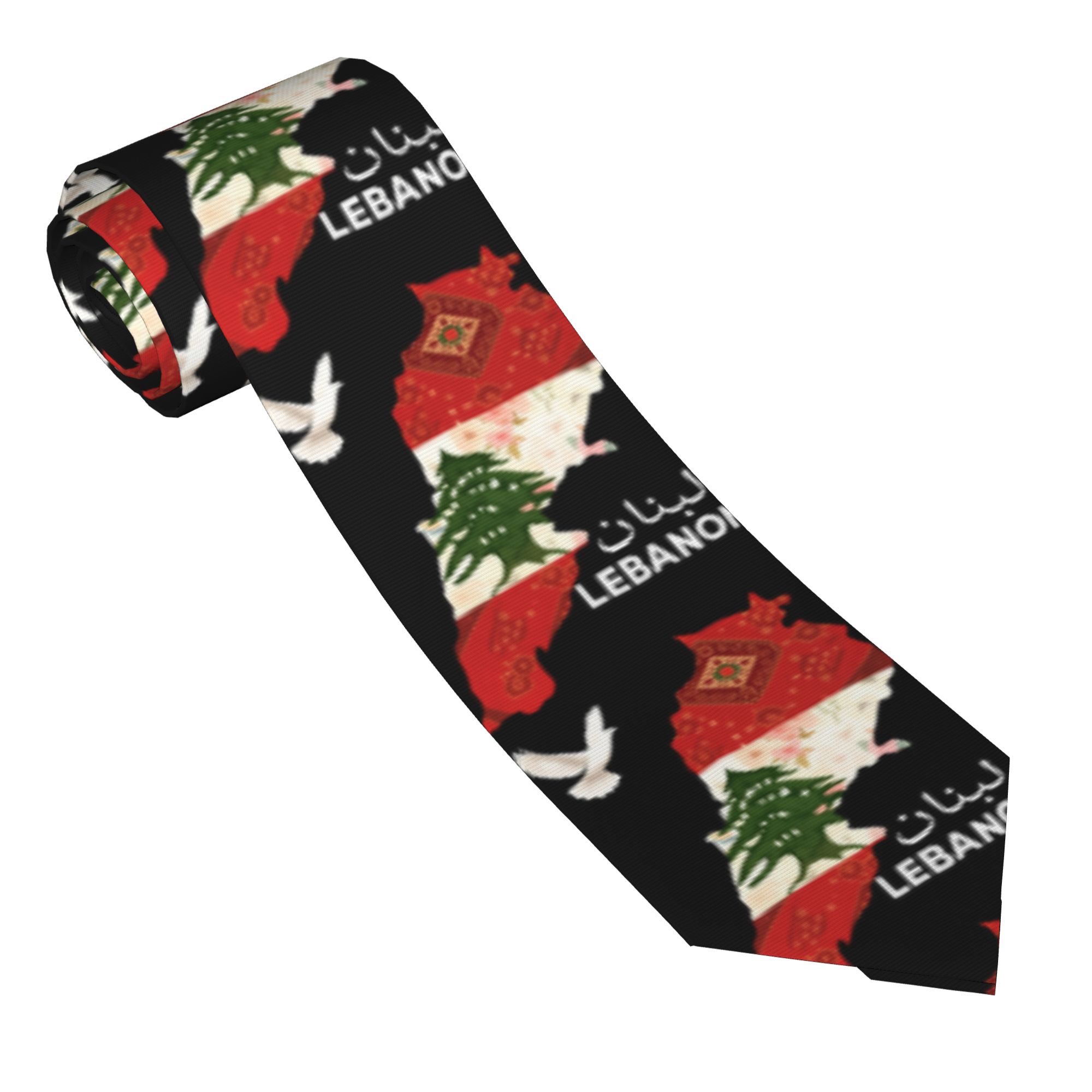 Mens Tie Lebanon Flag Tree Map - Men Accessories Lebanon ulasan dan harga