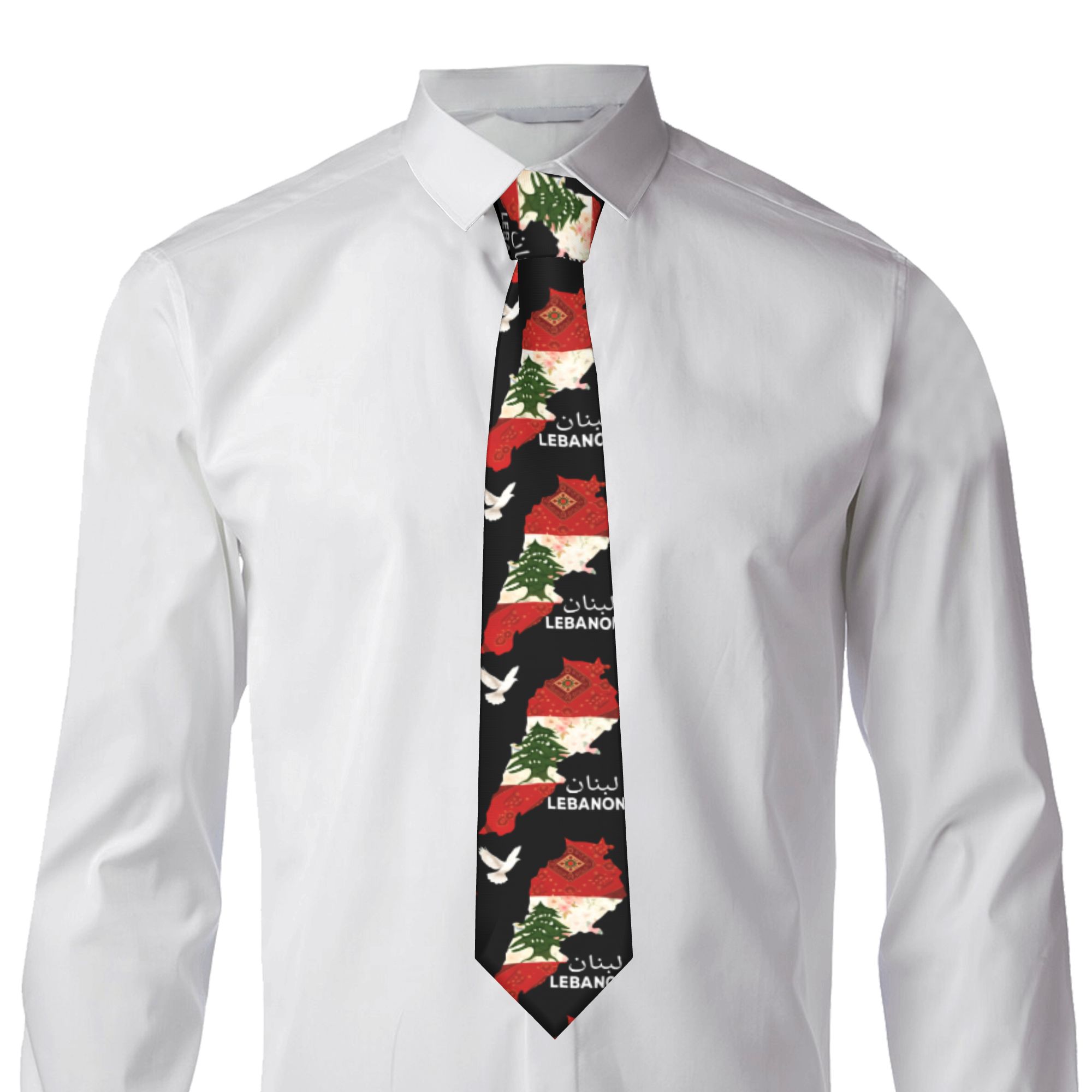 Mens Tie Lebanon Flag Tree Map - Men Accessories Lebanon ulasan dan harga