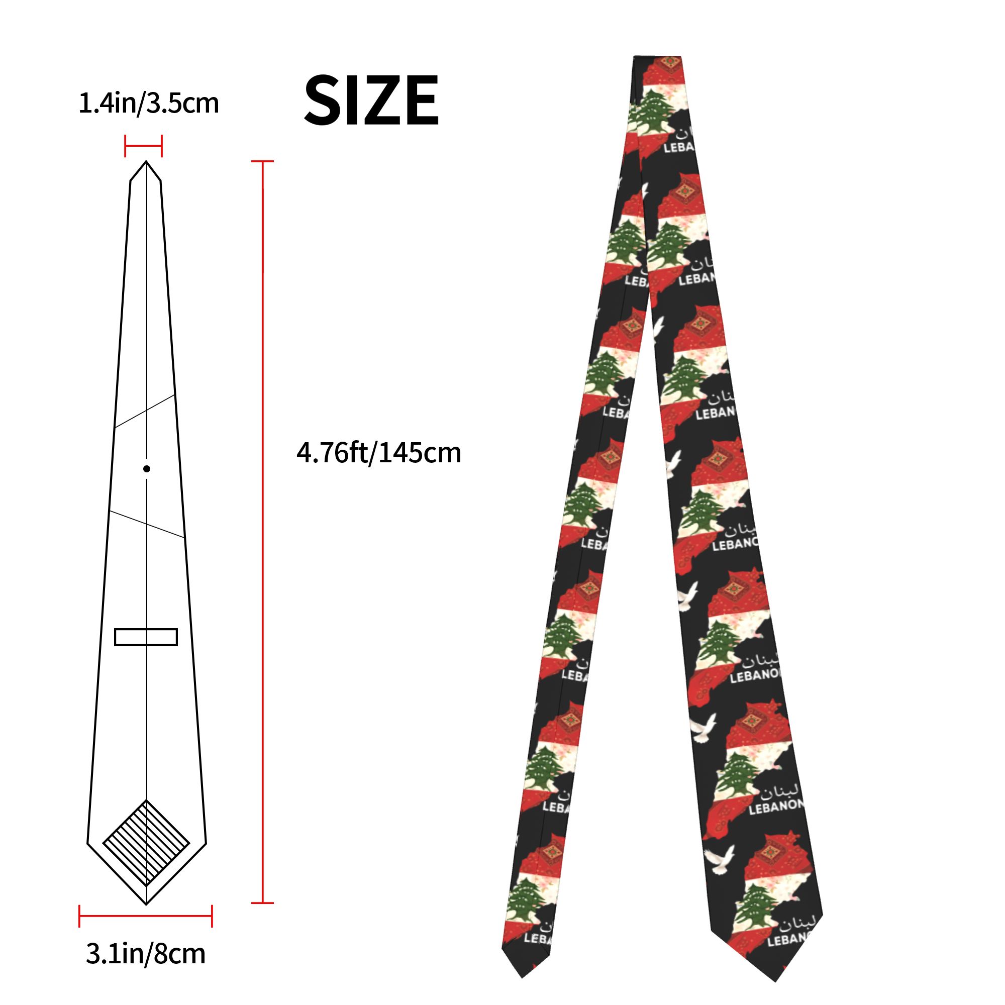 Mens Tie Lebanon Flag Tree Map - Men Accessories Lebanon ulasan dan harga